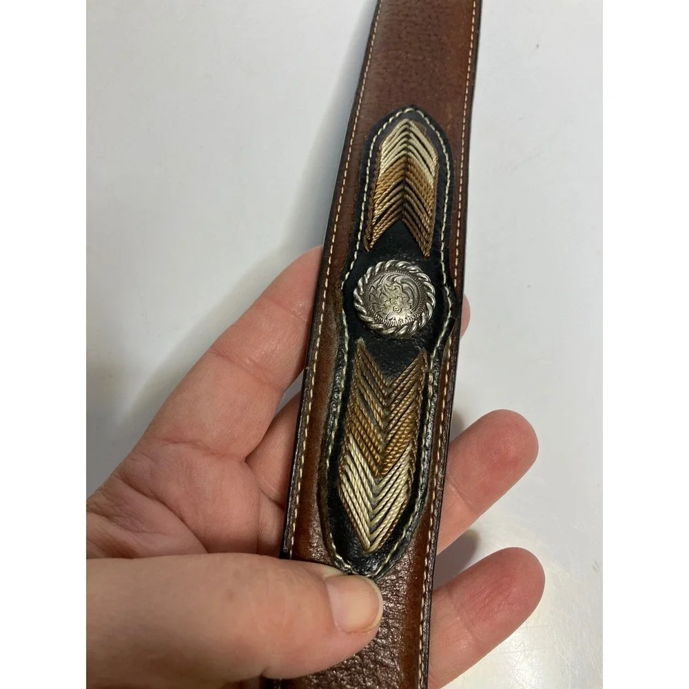 Larry Mahan leather western belt cowboy cowgirl leather is 39.5